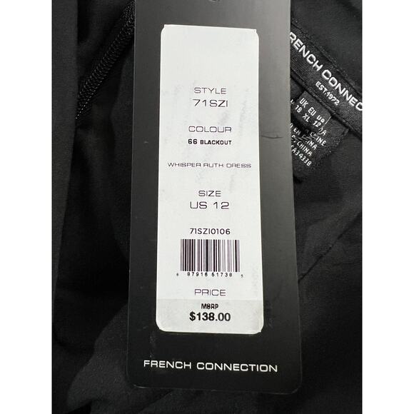FRENCH CONNECTION WOMENS 12 WHISPER RUTH MINI DRESS BLACK COCKTAIL PARTY NEW - Picture 12 of 14